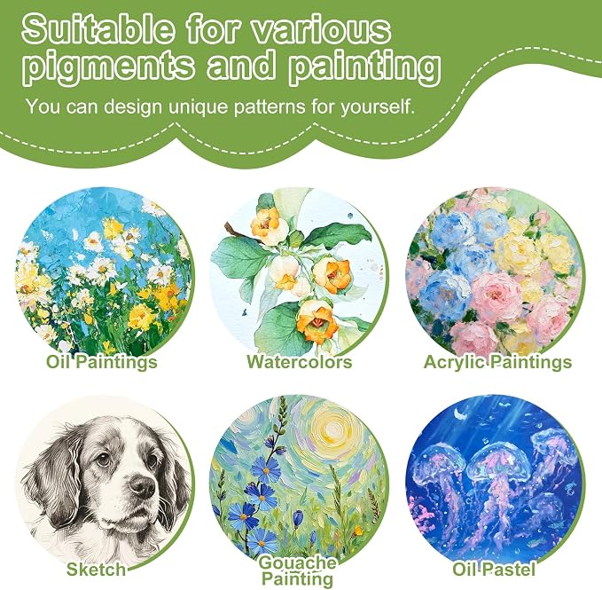 72Pack 2.5x2.5IN Round Mini Canvas Magnets, Small Magnetic Paint Canvas | Non-toxic, Ideal for Acrylic, Watercolor, Oil Painting, DIY Magnet Kit, Refrigerator Decor