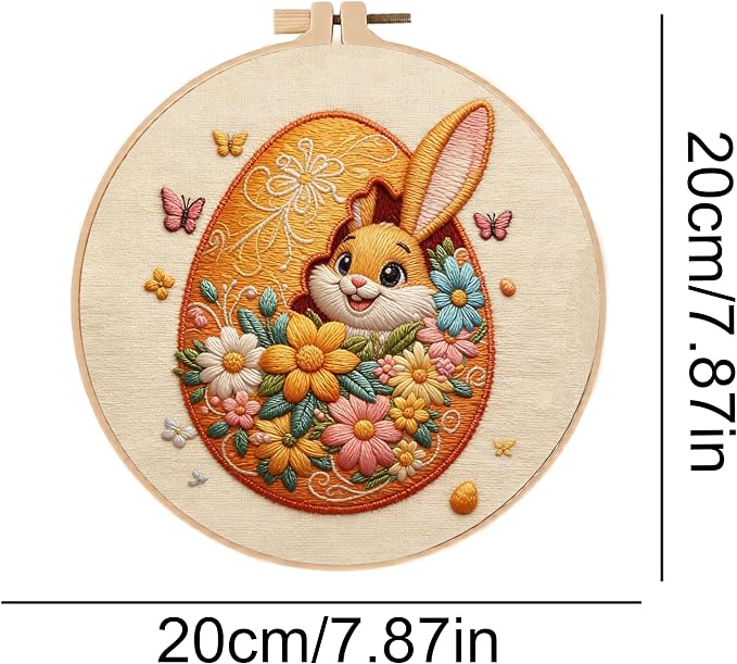 Embroidery Kit for Beginners & Adults Starter Kit, Cross Stitch Kits,DIY Hand Embroidery Needlepoint Set with Hoop, Pre-Printed Fabric, Threads and Instructions (Easter Egg)