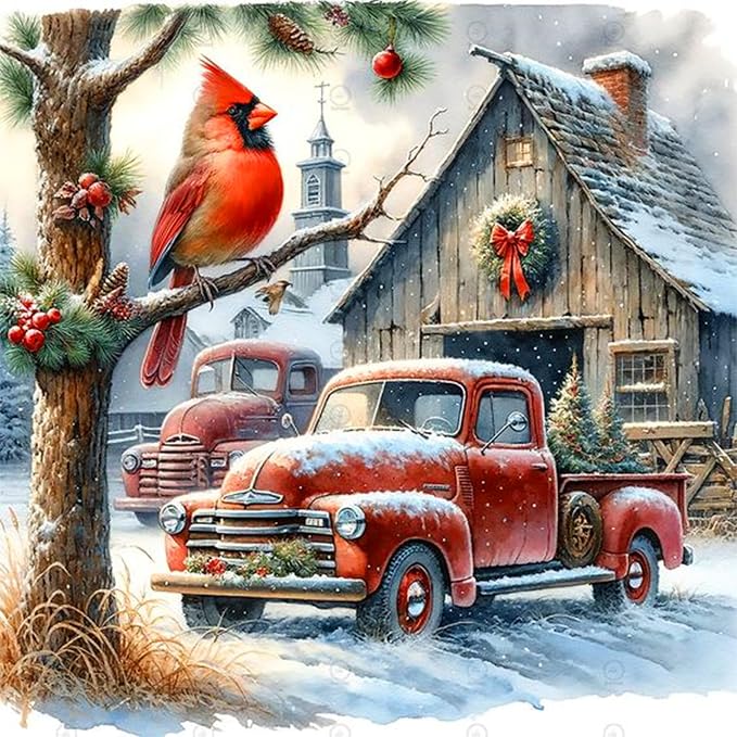 ijbnhd Christmas Diamond Art Kit for Adults Christmas Truck 14x14in