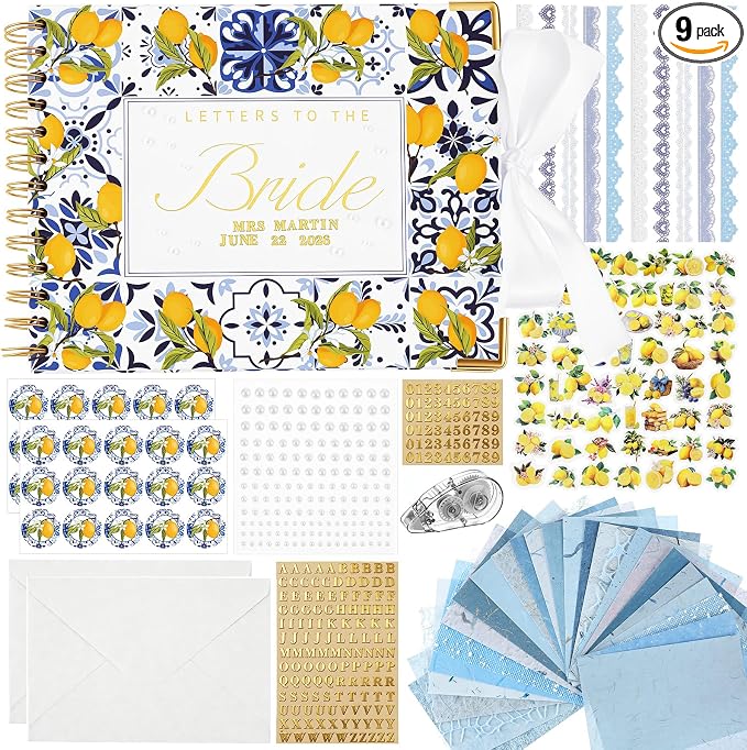 Letters to Bride Scrapbook,8.5 X 7 Inch,Lemon,Yellow, Blue