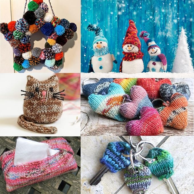 30 Acrylic Yarn Skeins,Multicolor Crochet Acrylic Yarn for Crocheting and Knitting,with Crochet Hooks Knitting Needles Stitch Markers,Crochet Starter Kit for Beginners(1950 Yards/750g)