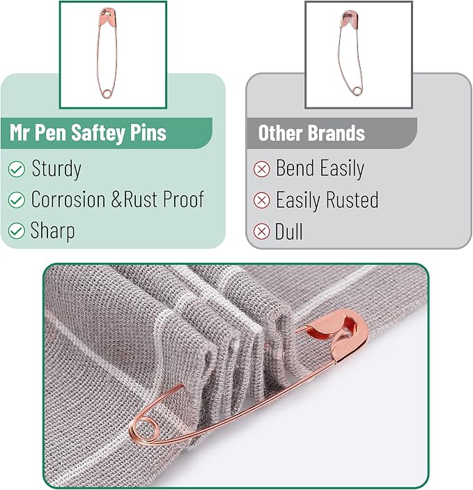 Mr. Pen- Safety Pins, 300 Pack, Small & Large Sizes, Nickel Plated Steel