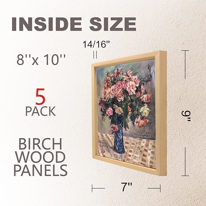 Cupohus 8'' x 10'' 5 Packs Unfinished Wood Canvas Panels for Painting