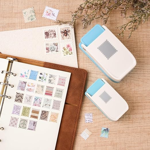 BAOFALI 2Pcs/Set Stamp Punch, 0.6 x 0.5 inch, 1 x 0.8 Inch, Rectangular Stamps Punch, Lever Craft Hole Cutter Puncher, Paper Punches for Journaling Crafting DIY Scrapbooking Crafts