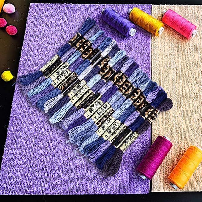 18 Skeins 6 Strands Blue Cross Stitch Thread Variegated Gradient Embroidery Floss Needlepoint Friendship Bracelet String Yarn Threads Bulk for Hand Sewing Bracelets Needlecraft Stitching DIY