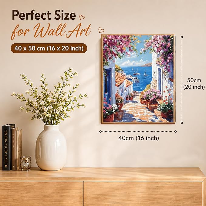 AUKELHJ Paint by Numbers Kit for Adults Beginner, Seaside Town, 16X20 Inch | Paint by Number for Adults, Beginner Friendly, High-Definition Color Canvas, Stress Relief, Home Decor, Gifts, Unframed