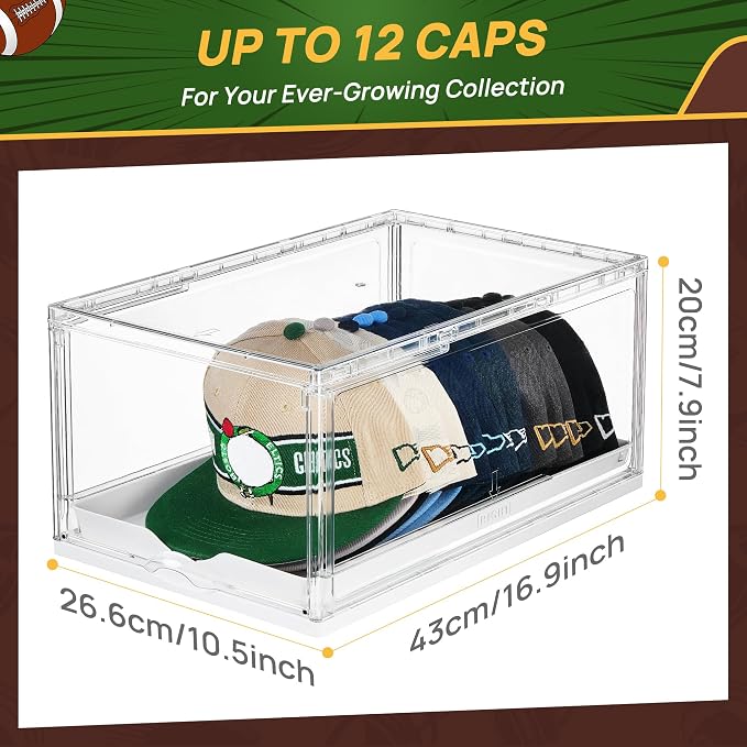 Vtopmart 6 Pack Stackable Baseball Caps Organizer, Each Holds 12 hats