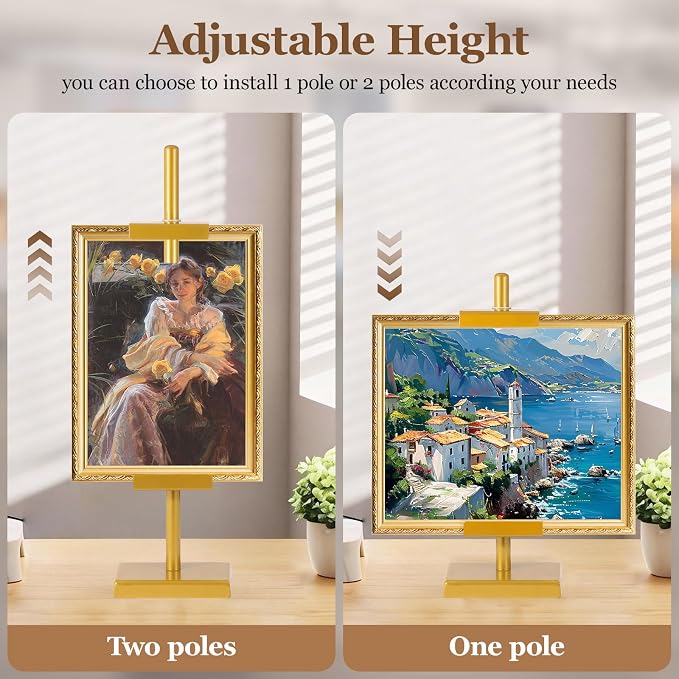 30'' Adjustable Tabletop Easel Stand, Gold Easel for Display | Steady and Elegant Picture Easels for Display, Picture Frame Stand, Adjustable Art Easel,Picture stand for Artwork, Photo.