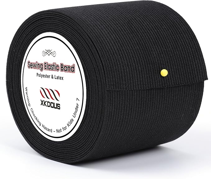 XKDOUS Elastic Band for Sewing,Black,3 Inch 6 Yards