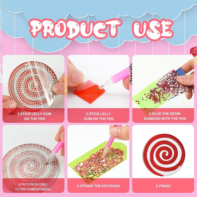 Tondiamo 20 Pcs Christmas Diamond Painting Keychains, Xmas Ornaments