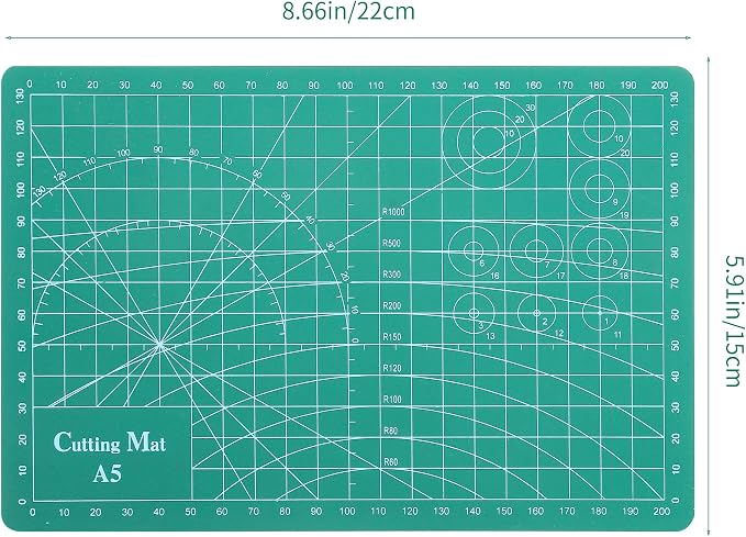 Self Healing Cutting Mat, A5 Rotary Cutting Sewing Mat for Crafts, Double Sided 5-Ply Craft Cutting Board for DIY Art Work Cutting, Hobby, Stencil, Scrapbooking (6"x8")