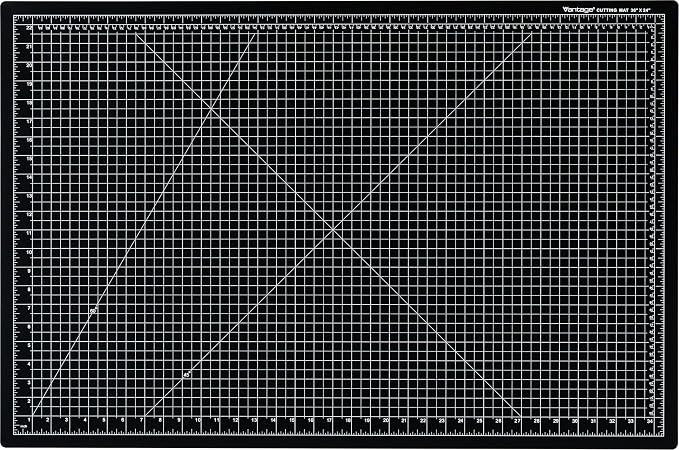 Dahle Vantage 10793 Double-Sided Premium Self-Healing Cutting Mat, 24"x36", 1/2" Grid, 5 Layers for Max Healing, Perfect for Crafts & Sewing, Black