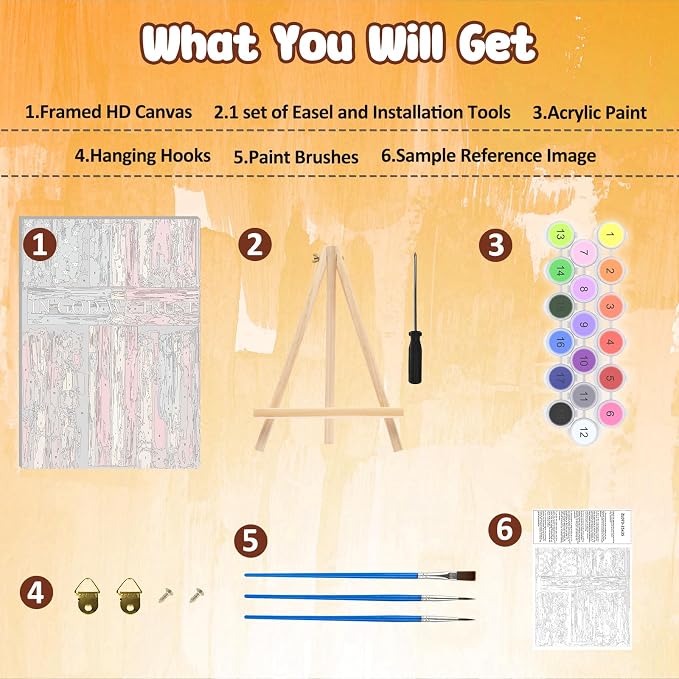 MAXBYE American Flag Framed Paint by Numbers Kits for Adults with Wooden Easel, Easy Adult Paint by Number Kits on Canvas, DIY Oil Paintings for Beginners Gift Home Wall Decor 10×14 Inch