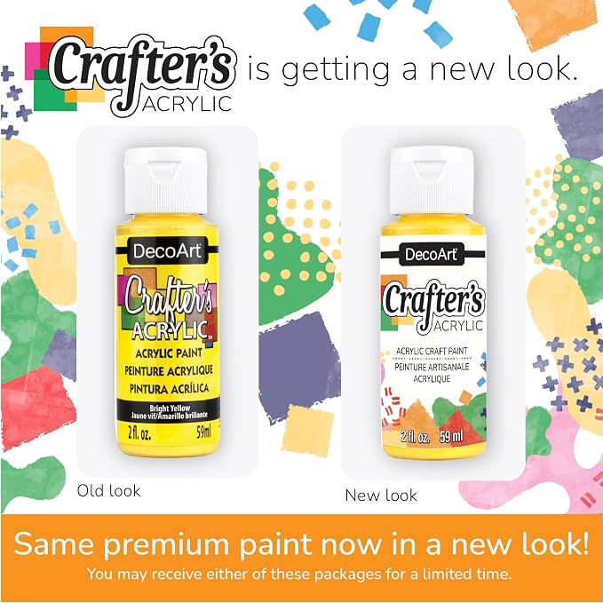 DecoArt Crafter’s Acrylic Paint Set – Popular Colors, 18 Bottles (2 fl oz) – Easy Craft Paints, Classrooms, Art Projects & DIY Crafts