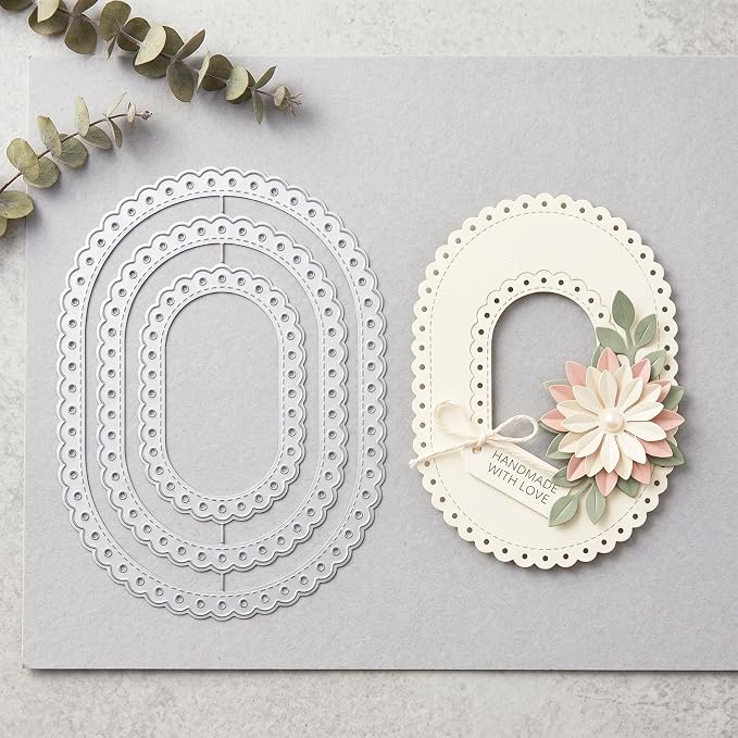 Oval Metal Die Cuts, Practical Die Cuts for Card Making 5.24x3.8In | Carbon Steel Cutting Die Stamps and Dies for Card Making DIY Crafts Scrapbooking