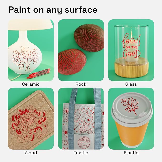 ARTISTRO Red Acrylic Paint Markers - 0.7mm Extra Fine-Tip - Set of 2