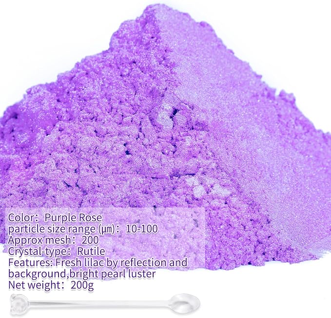 Mica Powder,7.05OZ（200g）,Purple Rose Mica Powder Pigment for Epoxy Resin，Lip Gloss，Car Paint，Dye，Soap Making，Nail Polish,Epoxy Resin,Candle Making,Bath Bombs