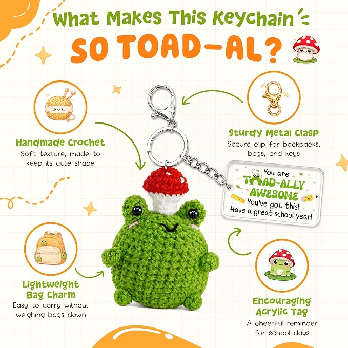 OASSIE Back to School Gifts for Students - Positive Crochet Keychain