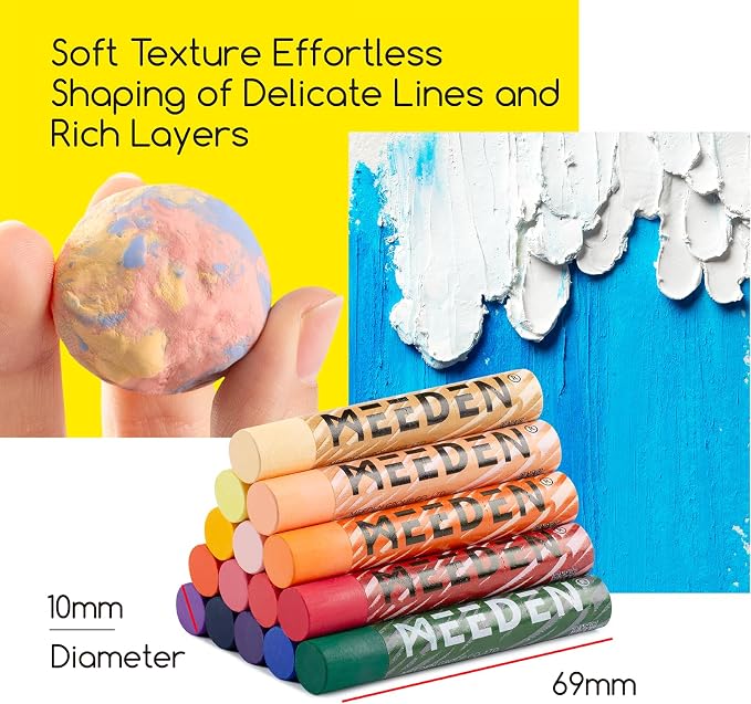 MEEDEN Soft Oil Pastels Set: 24 Colors with Extra 2 White Smooth Oil Pastel