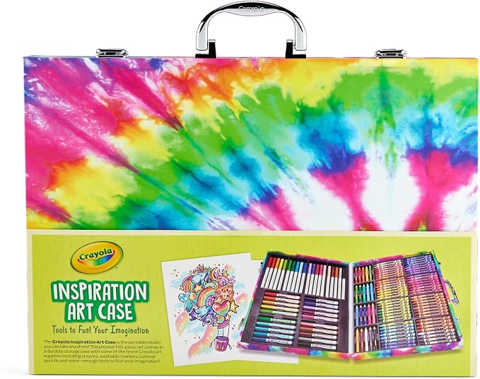 Crayola Inspiration Art Case Coloring Set - Tie-Dye (140ct), Art Supplies Set For Kids, Travel Drawing Kit, Gift for Girls & Boys, Ages 5+ [Amazon Exclusive]