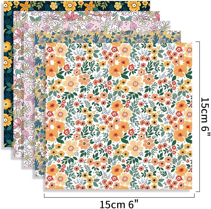 Origami Paper Kit 100 Sheets, 6x6 Inch Double Sided 40 Vivid Colored Paper | 70GSM Colorful Paper,40 Different Pattern Origami Kit,DIY Hand Crafts,Arts Creativity,Easy to Fold,No-Fading.Chiyo Flower