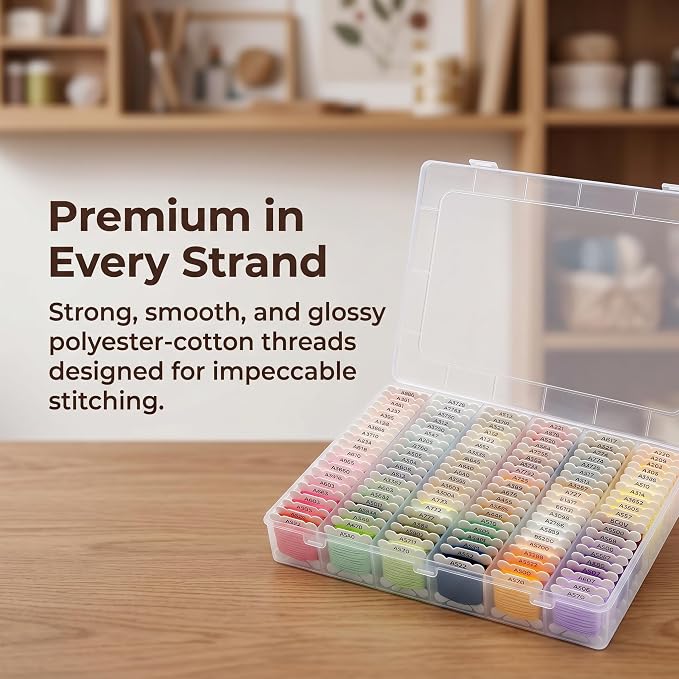 Huacan Embroidery Floss with Storage Box - 120 Colors Stitching Threads Sewing Kits DIY Cross Stitch Threads Set for Adults Beginner (120 Color)