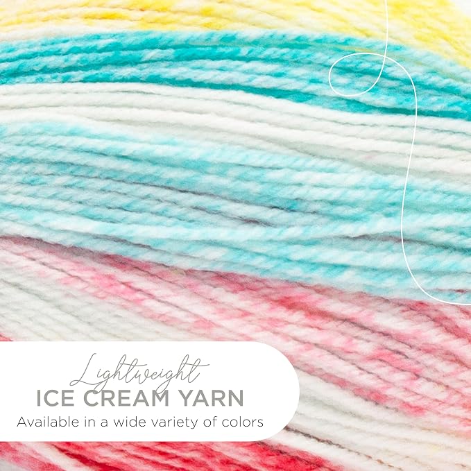 Lion Brand Yarn, Ice Cream Crochet Yarn, Funfetti, Multicolor, 1 Pack