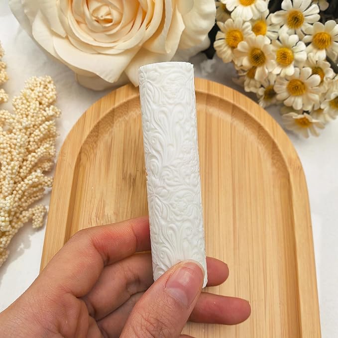 Polymer Clay Texture Roller Work with Polymer Clay Cutters for DIY Earrings Jewelry Making Craft Supplies (French Flower Pattern)