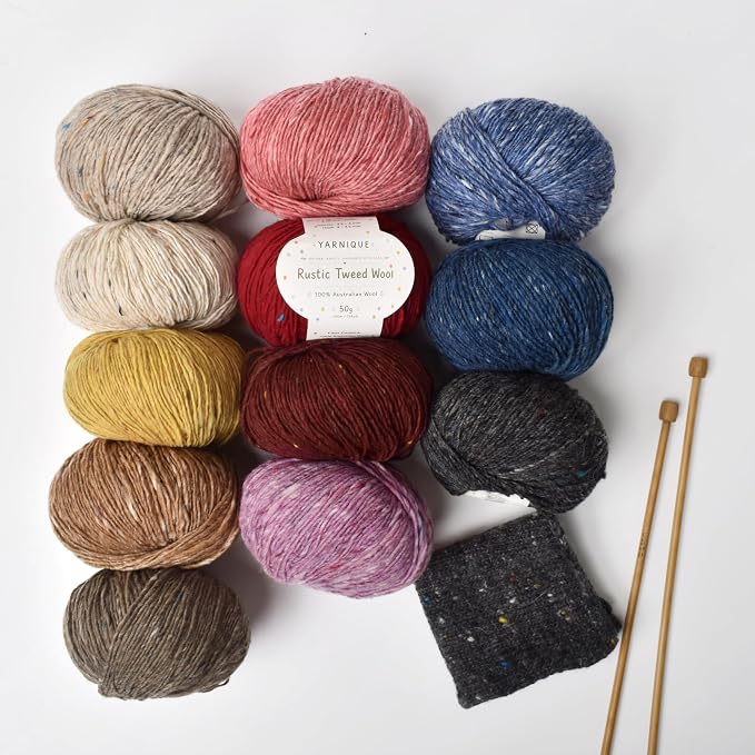 Rustic Tweed Wool Yarn, 1oo% Australian Wool, DK, 4 Skeins 200g/656yds (3149 Deep Peacock Fleck), Wool Yarn for Knitting | Bright Flecks | Warm Handmade Character