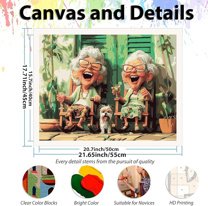 Paint by Numbers Kit for Adults, Adult Paint by Number Kits 16x20 Inch | Grandma Paint by Numbers Kit for Adults, Acrylic Painting by Numbers, DIY Arts and Crafts for Gifts or Home Decor
