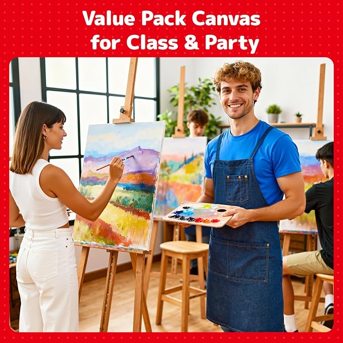 Simetufy 32 Pack 12x16 inch Large Flat Canvas Boards for Painting | Gesso Primed Acid-Free 100% Cotton Paint Canvas Panels for Acrylics Oil Watercolor Tempera