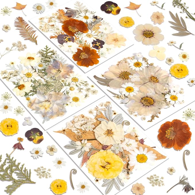 Dried Flowers, Resiners 100Pcs Pressed Flowers for Craft Real Natural Dried Flowers Dry Leaves Kit for DIY Making Crafts Resin Soap Candle Scrapbook Supplies Jewelry Making