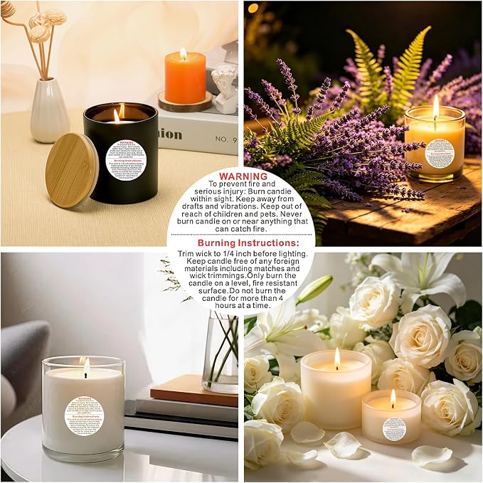 2000PCS Candle Warning Labels: 1 Inch Candle Wick Stickers Candles Jars Safety Stickers Warning Labels for Small Candles Making Supplies