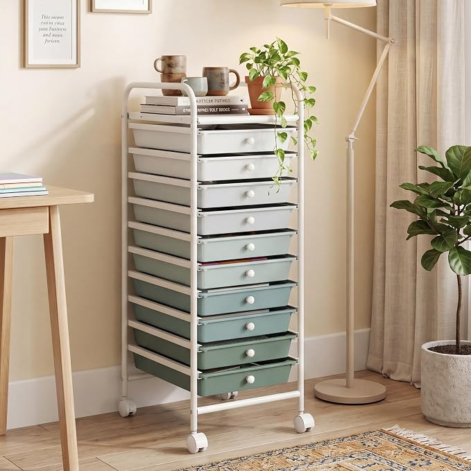 COSTWAY 10-Drawer Rolling Storage Cart, Utility Mobile Trolley