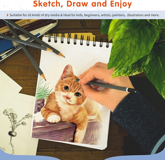 FIXSMITH 5.5"X8.5" Sketch Book, 160 Sheets (68 lb/100gsm), 2 Pack | Acid Free Drawing Paper | Top Bound Artist Sketch Pad | for Kids, Beginners, Artists & Professionals | Bright White