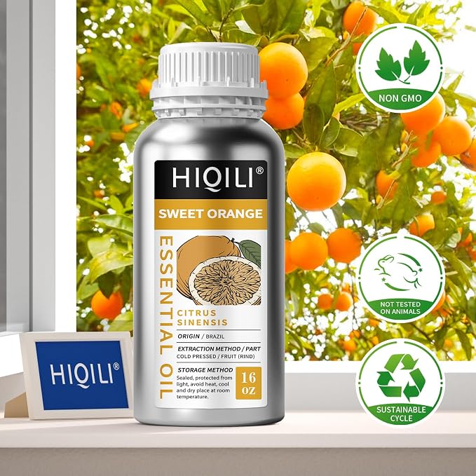HIQILI Sweet Orange Essential Oil Large Capacity for Skin Care & Diffusers