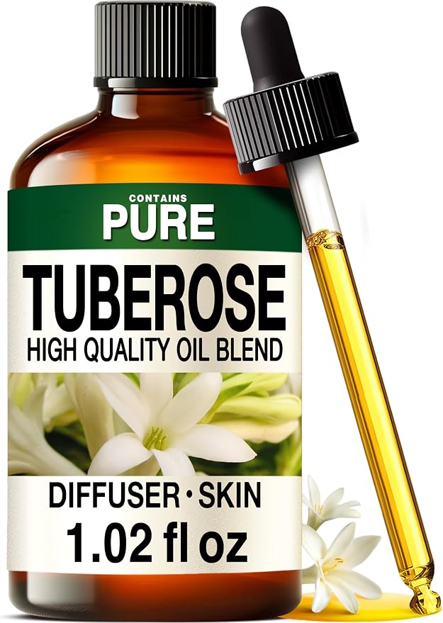 Kukka 100% Pure Tuberose Essential Oil for Skin, Diffuser, 1.02 Fl Oz | Undiluted Tuberose Oil for Perfume Making, Hair Care, Skin Care & Diffuser Aromatherapy with a Luxurious Floral Scent