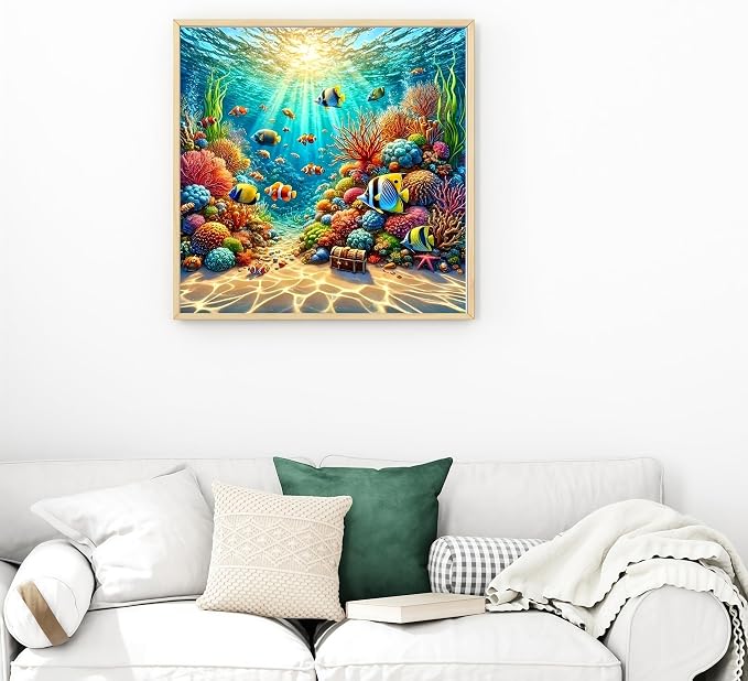 Sunshine Ocean 5D DIY Diamond Painting Kits, Diamond Art Kits for Beginners | Full Drill Diamond Painting for Adults,Gem Art Kits for Home Wall Decor13.78x13.78 Inch