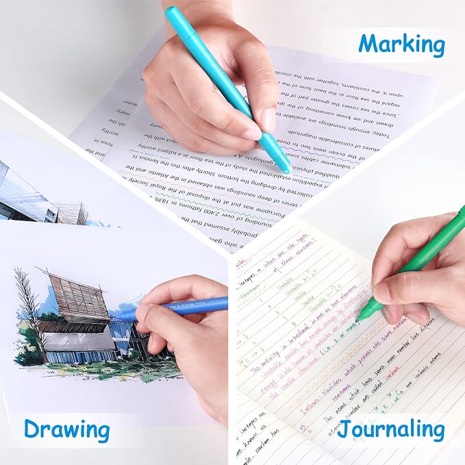 AECHY Dual Tip Curve Highlighter Pens,6 Pattern Roller & 8 Bullet Tip Pens