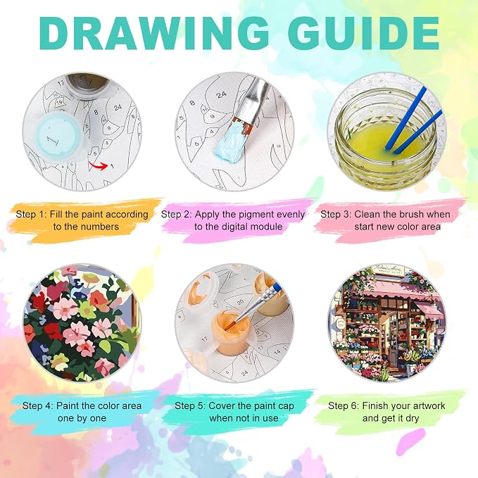 Paint by Numbers Kit for Adults, Flower Shop Number Painting, 16 x 20 Inch | DIY Adult Paint by Number Kit on Canvas for Beginners, without Frame, Floral Boutique Wall Decor, Stress Relief Craft Gift