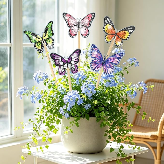 Vcekract 8Pcs Butterfly Diamond Art Kits for Adults, DIY Garden Decor