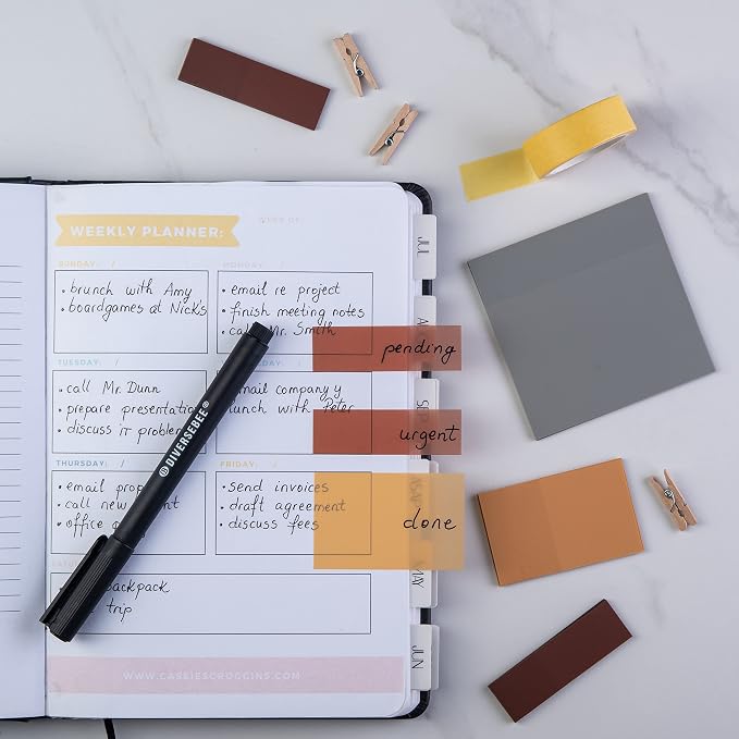 DiverseBee Transparent Sticky Notes Set with Quick Dry Pen (Dune)
