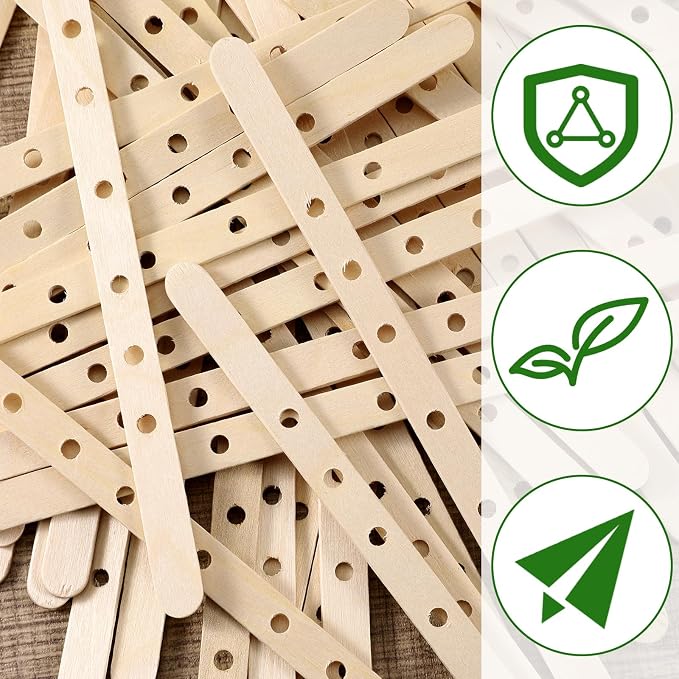 Wooden Candle Wick Holders 50 Pcs 7 Holes Wick Centering Devices | Candle Multiwick Bars Candles Making Bars Wax Stick Clips Center Tool for DIY Wax Crafting Material Supplies