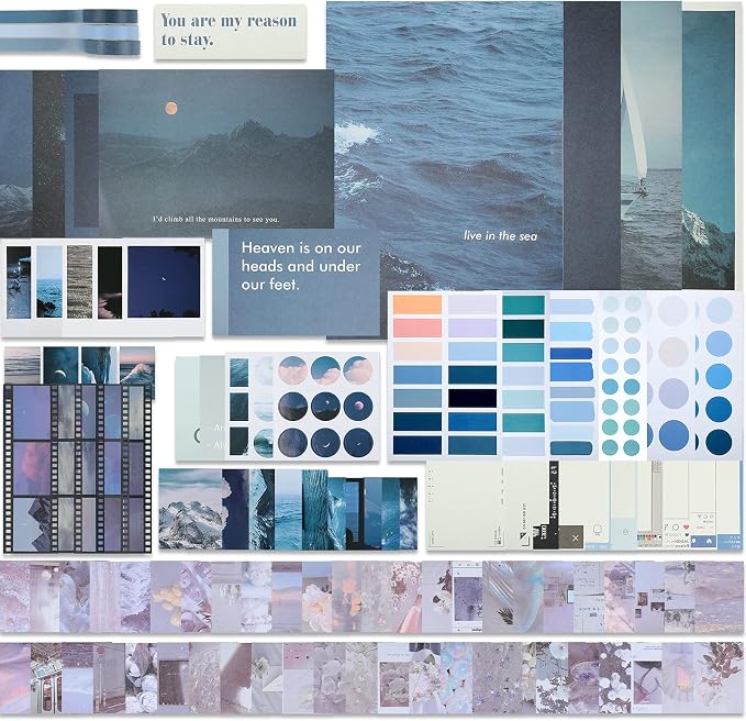 114 Pcs Aesthetic Scrapbook Kit DIY Junk Journaling Supplies, Fresh Style