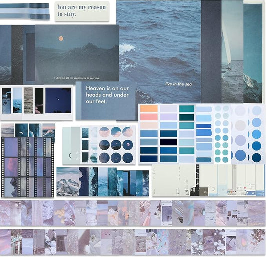 114 Pcs Aesthetic Scrapbook Kit DIY Junk Journaling Supplies, Fresh Style