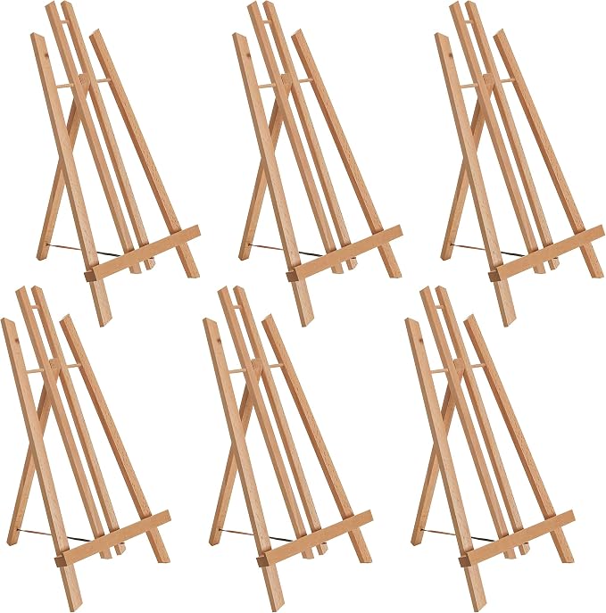 U.S. Art Supply 18" Large Tabletop Display Easel - Beechwood, Pack of 6 | Artist A-Frame Display Stand, Wooden Easel for Painting, Canvas Stand, Classrooms Events Photo Picture Sign Holder