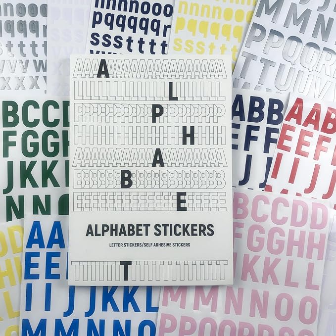 PRSTINCOL 3456 Pcs 36 Sheets Colorful Alphabet Stickers Pad, 9 Colors Self Adhesive Letter Number Stickers Vinyl Waterproof Decals for Mailbox Gift Decoration Door Classroom Decor DIY Crafts