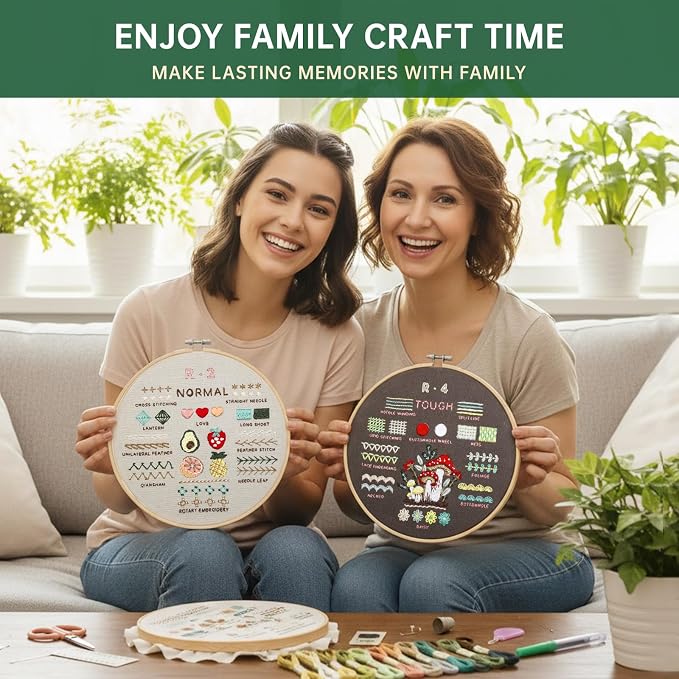 CYANFOUR 6 Stage Embroidery Kit with Step-By-Step Guidance & Videos | Easy to Learn 38 Different Stitches, Includes Multiple Accessories, Gift for Craft Lovers