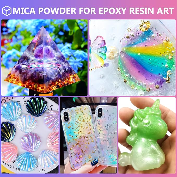 CHANGTIKEJI Mica Powder - 144 Colors - 10g/Bottle of Natural Pigment Powder | for Epoxy Resin, Eye Shadow, Car Freshies, Soap Making, Nail Polish, Candle Making, Bath Bombs