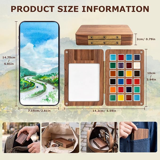 Mini Watercolor Paint Set, 24 Colors Travel Watercolor Set